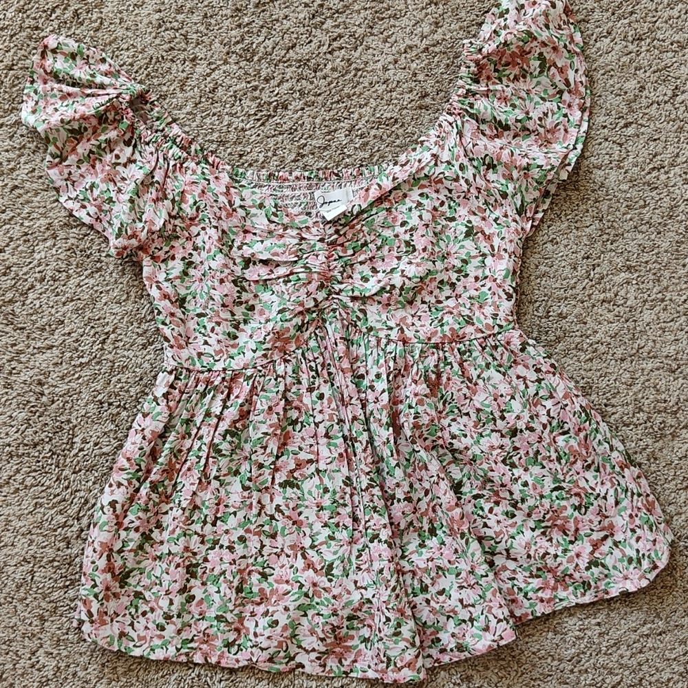2/ $10. Nbw, floral babydoll top with flutter sleeves